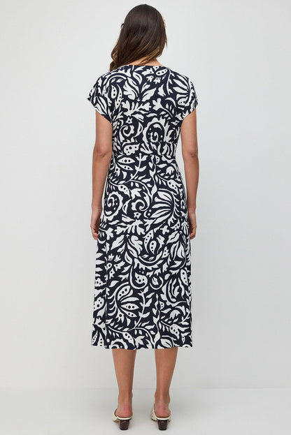 Gemustertes Wickelkleid in Midi-Länge