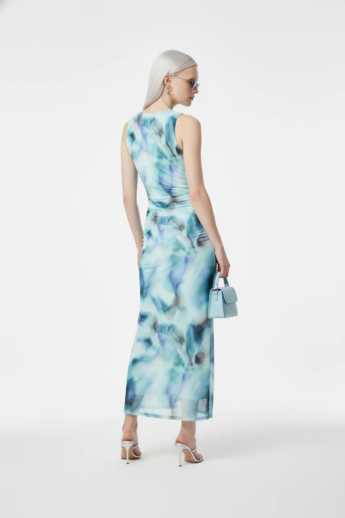 Gemustertes Tüll Maxikleid mit Futter