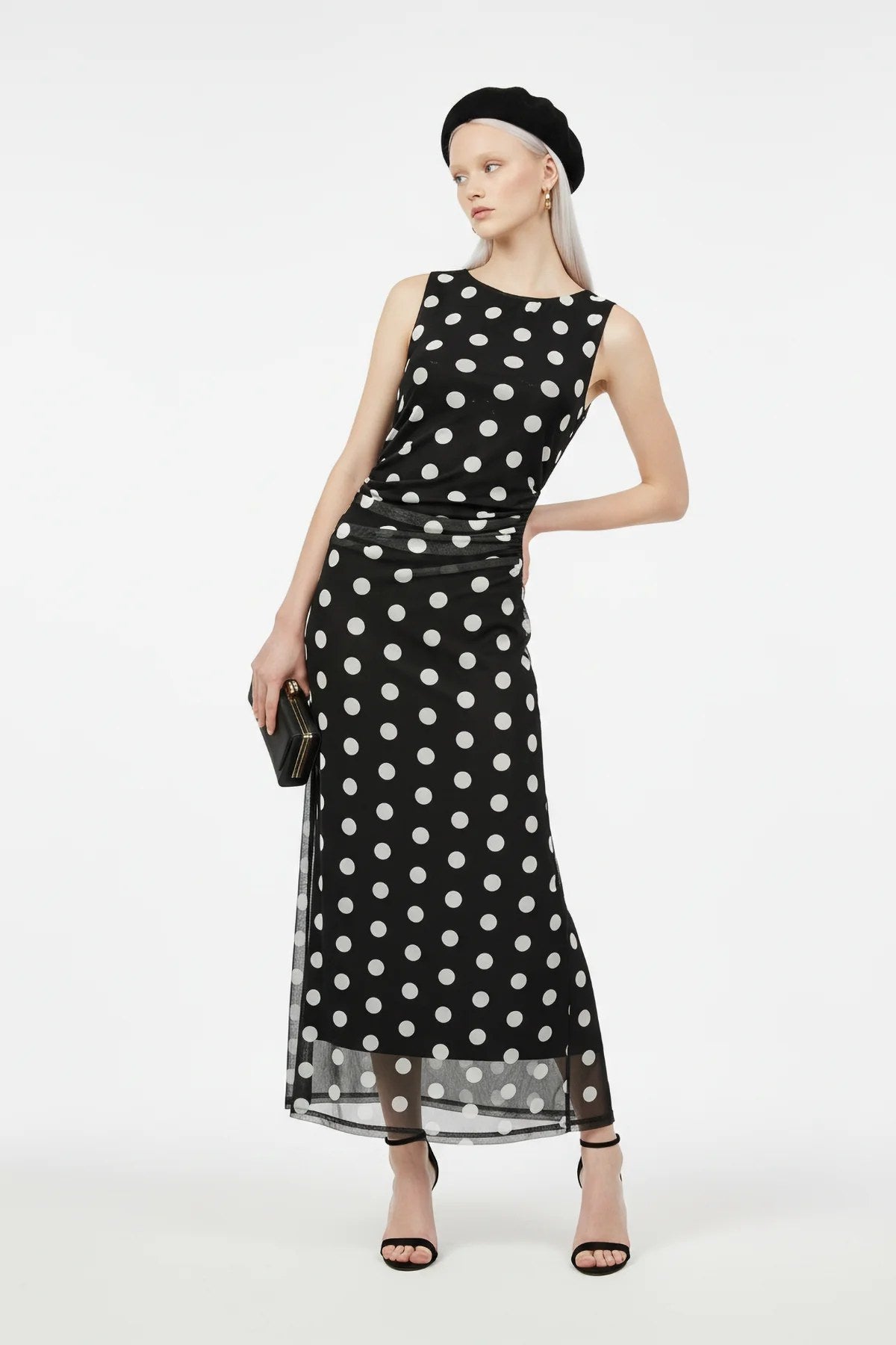 Gemustertes Tüll Maxikleid mit Futter