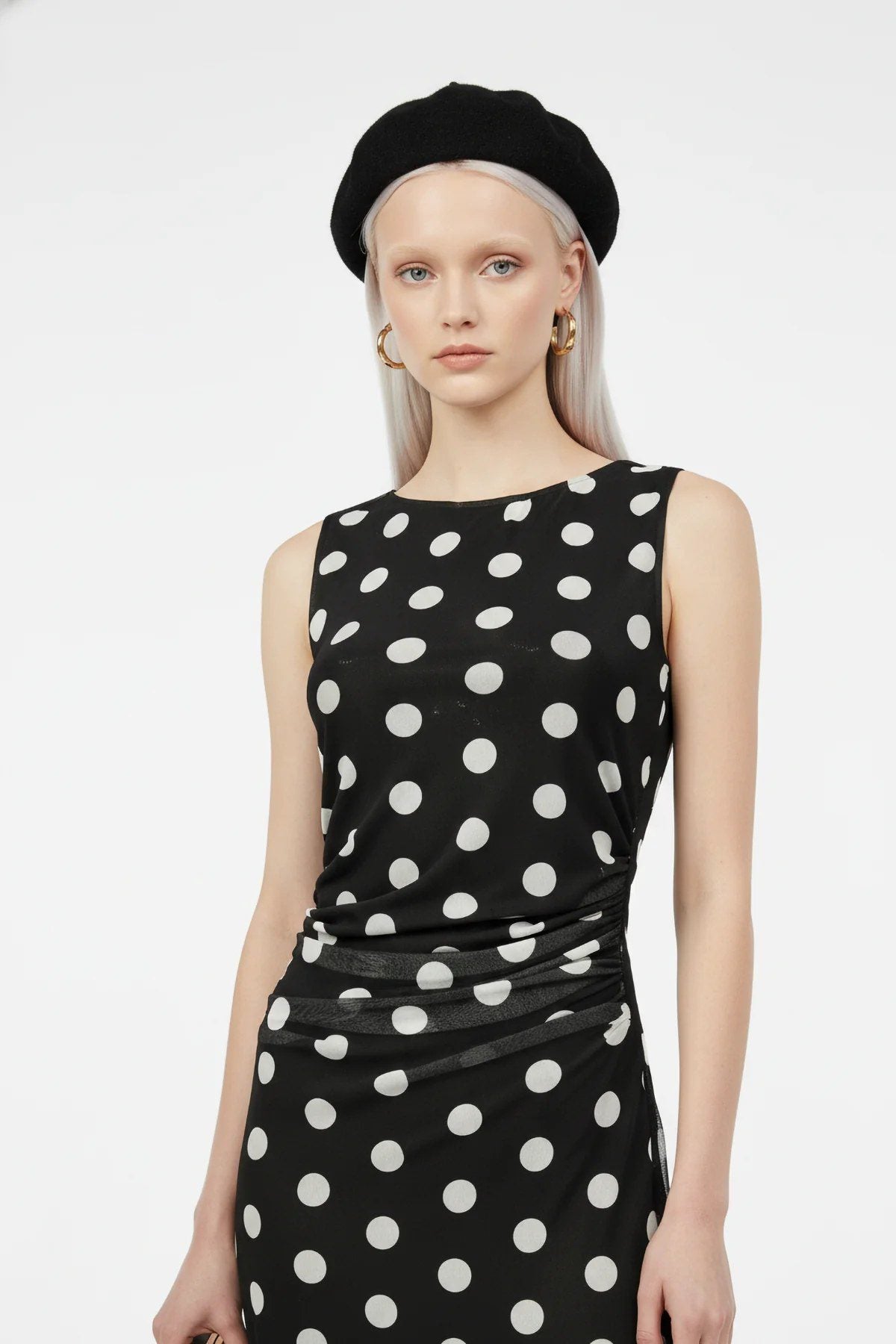Gemustertes Tüll Maxikleid mit Futter
