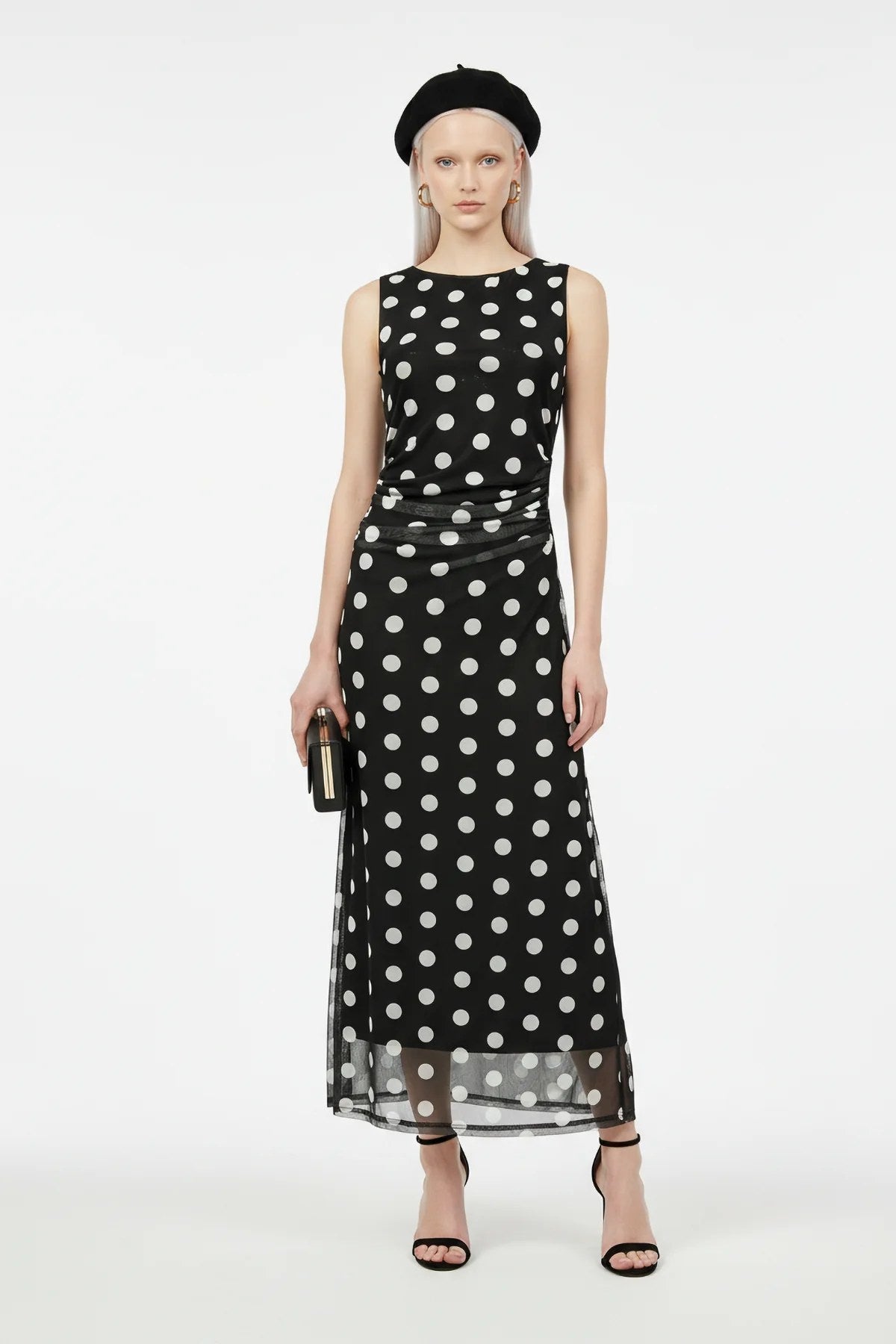 Gemustertes Tüll Maxikleid mit Futter