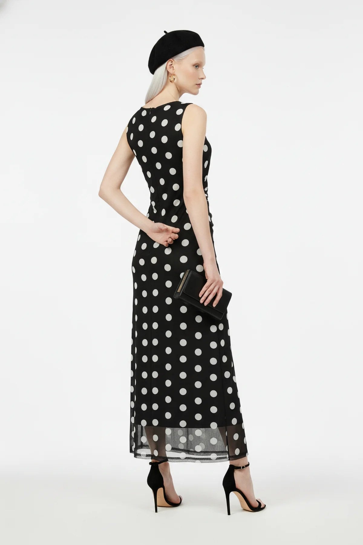 Gemustertes Tüll Maxikleid mit Futter