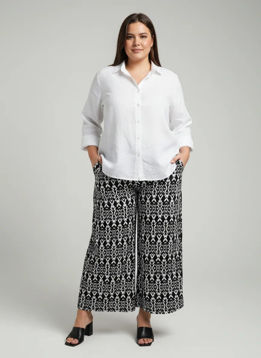Gemusterte, bequeme Hose mit elastischem Bund