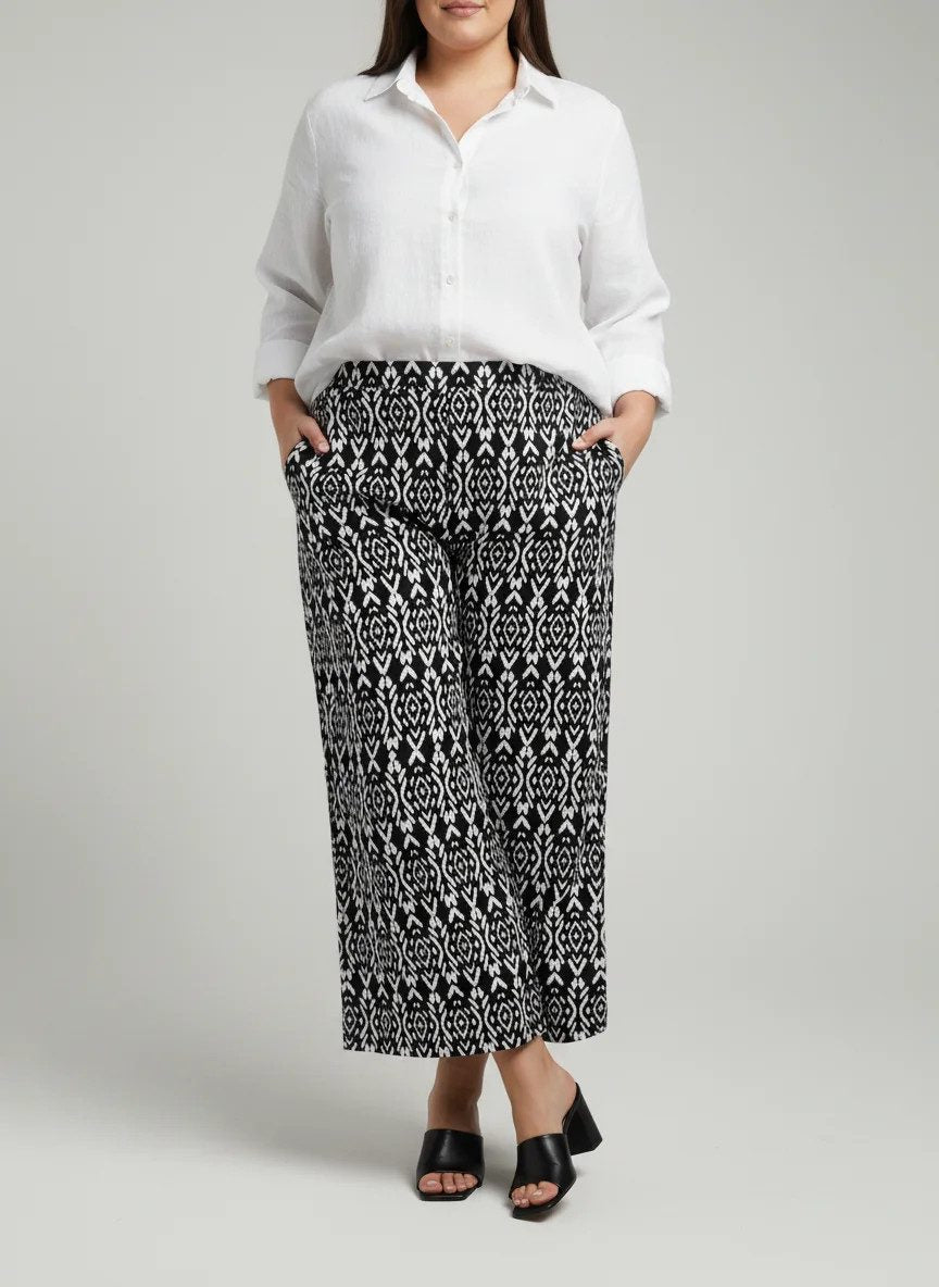 Gemusterte, bequeme Hose mit elastischem Bund