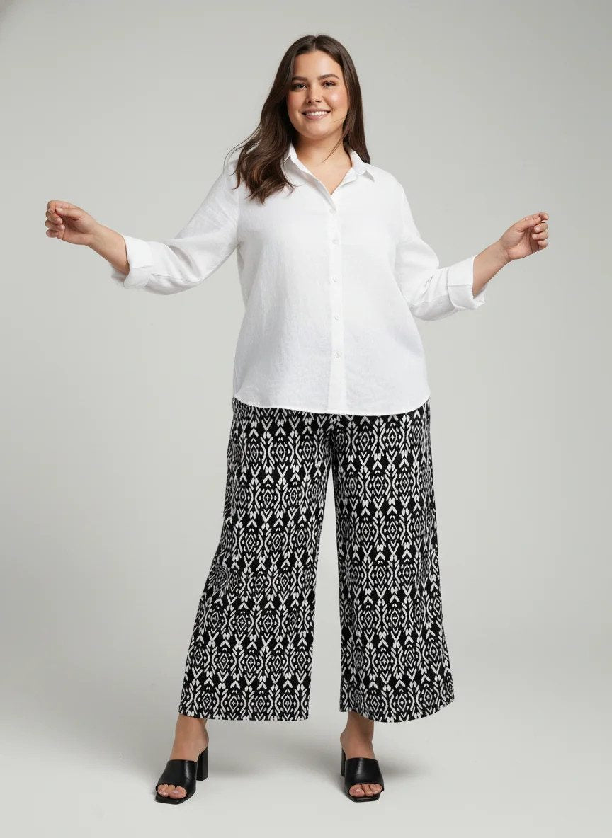 Gemusterte, bequeme Hose mit elastischem Bund