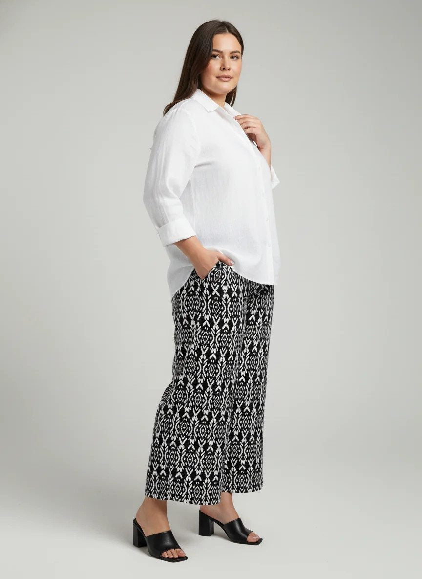 Gemusterte, bequeme Hose mit elastischem Bund