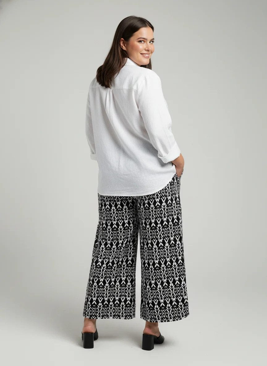 Gemusterte, bequeme Hose mit elastischem Bund