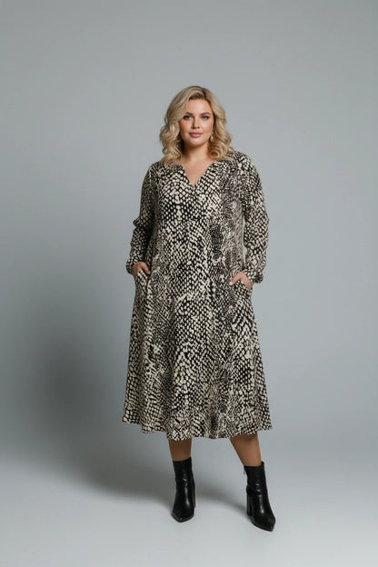 Gemustertes Kleid mit Taschendetails