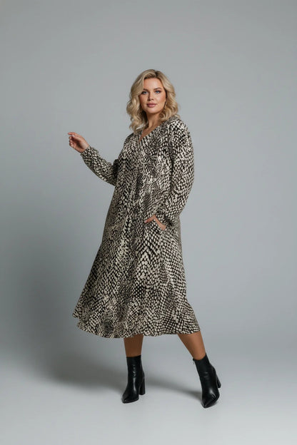 Gemustertes Kleid mit Taschendetails