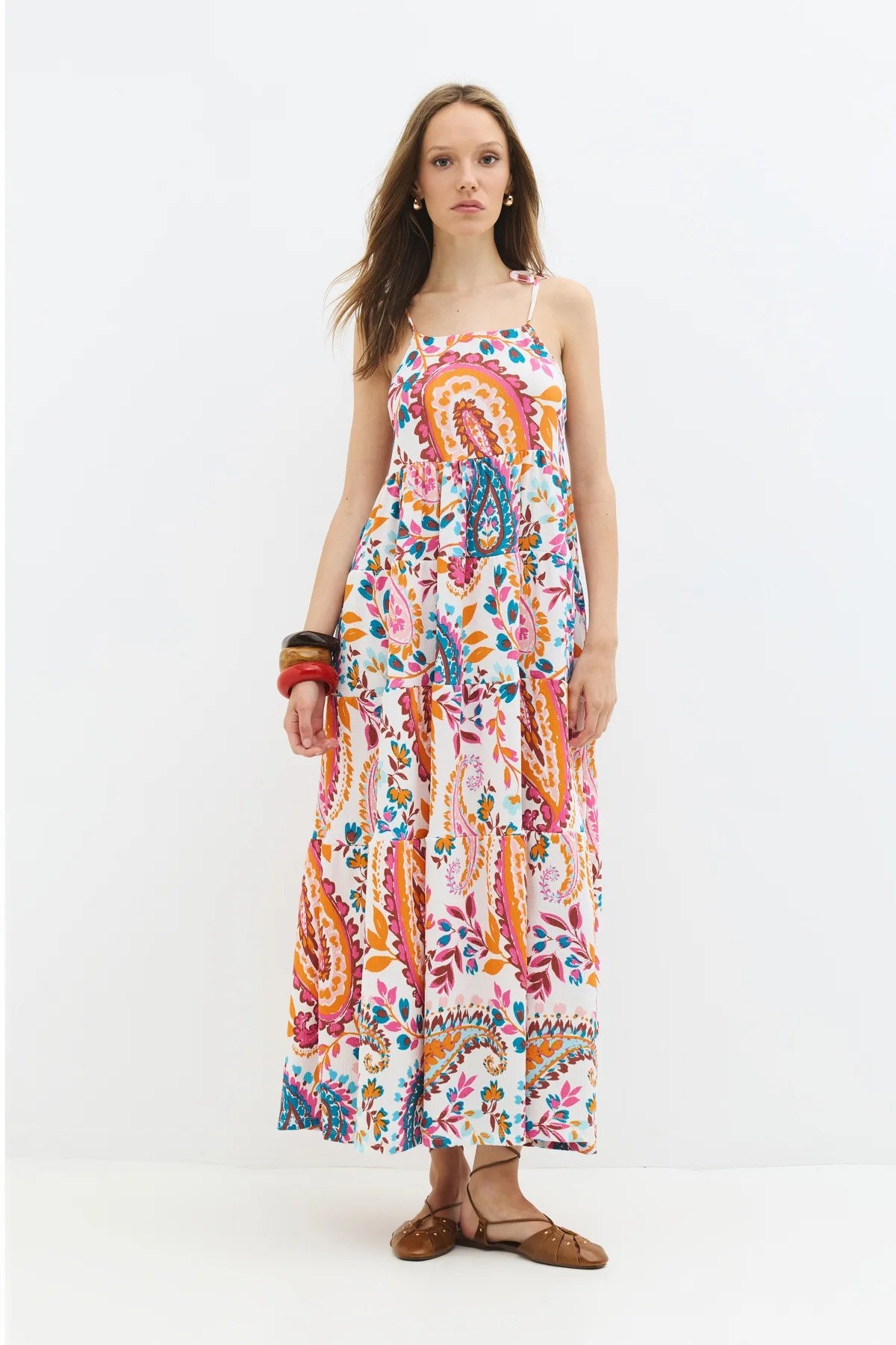 Muster Maxi Kleid mit Fluss