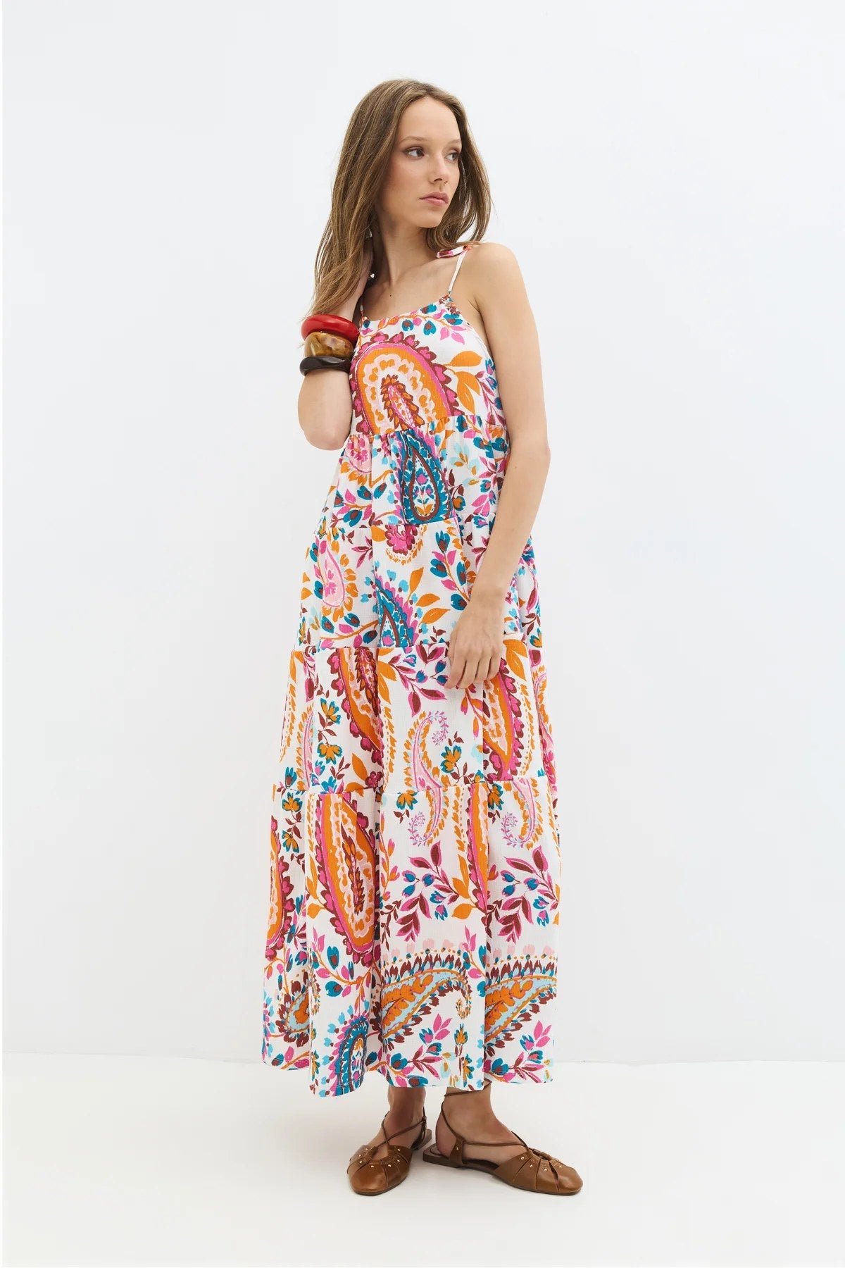 Muster Maxi Kleid mit Fluss