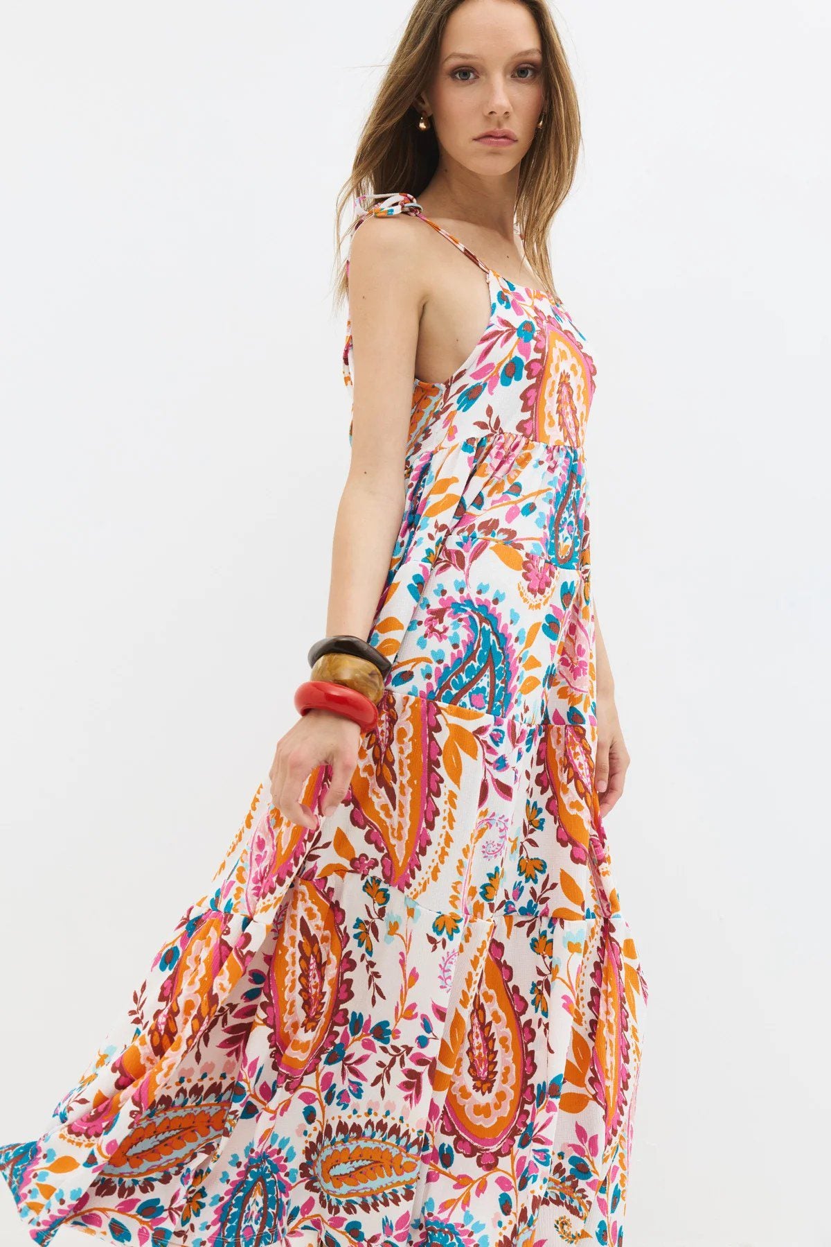 Muster Maxi Kleid mit Fluss