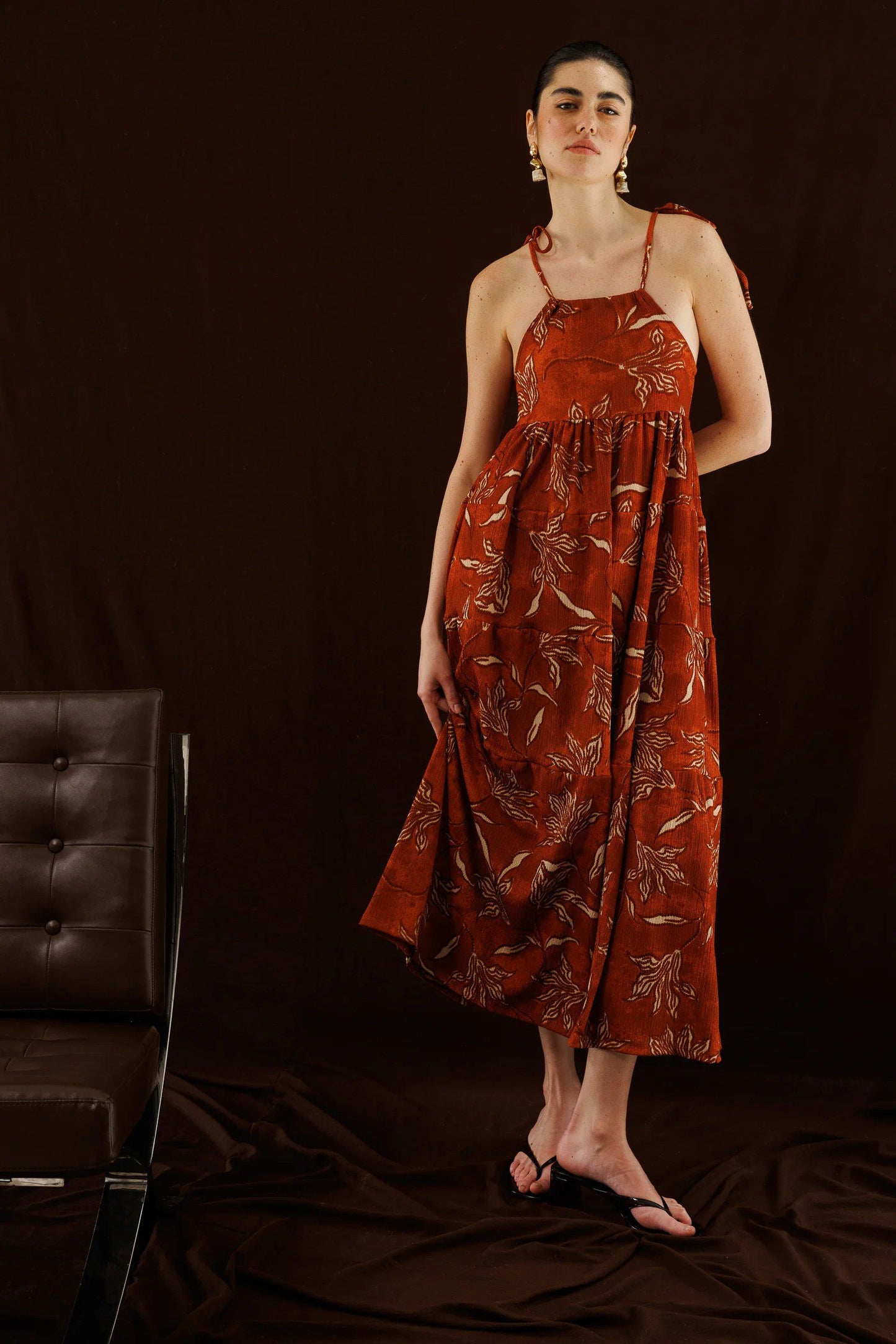 Muster Maxi Kleid mit Fluss