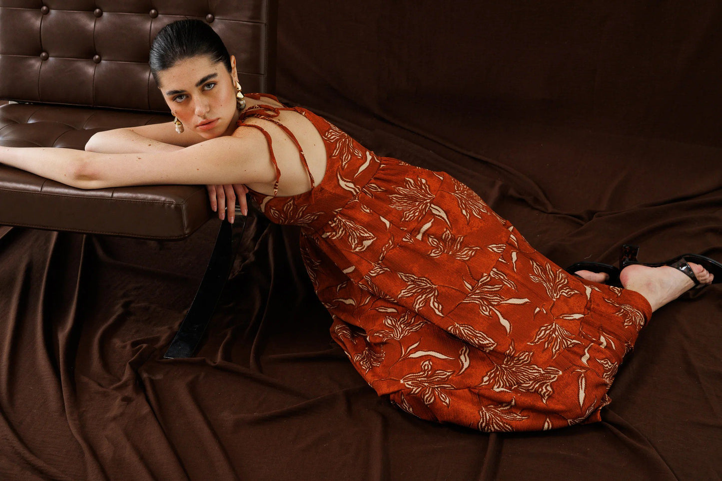 Muster Maxi Kleid mit Fluss
