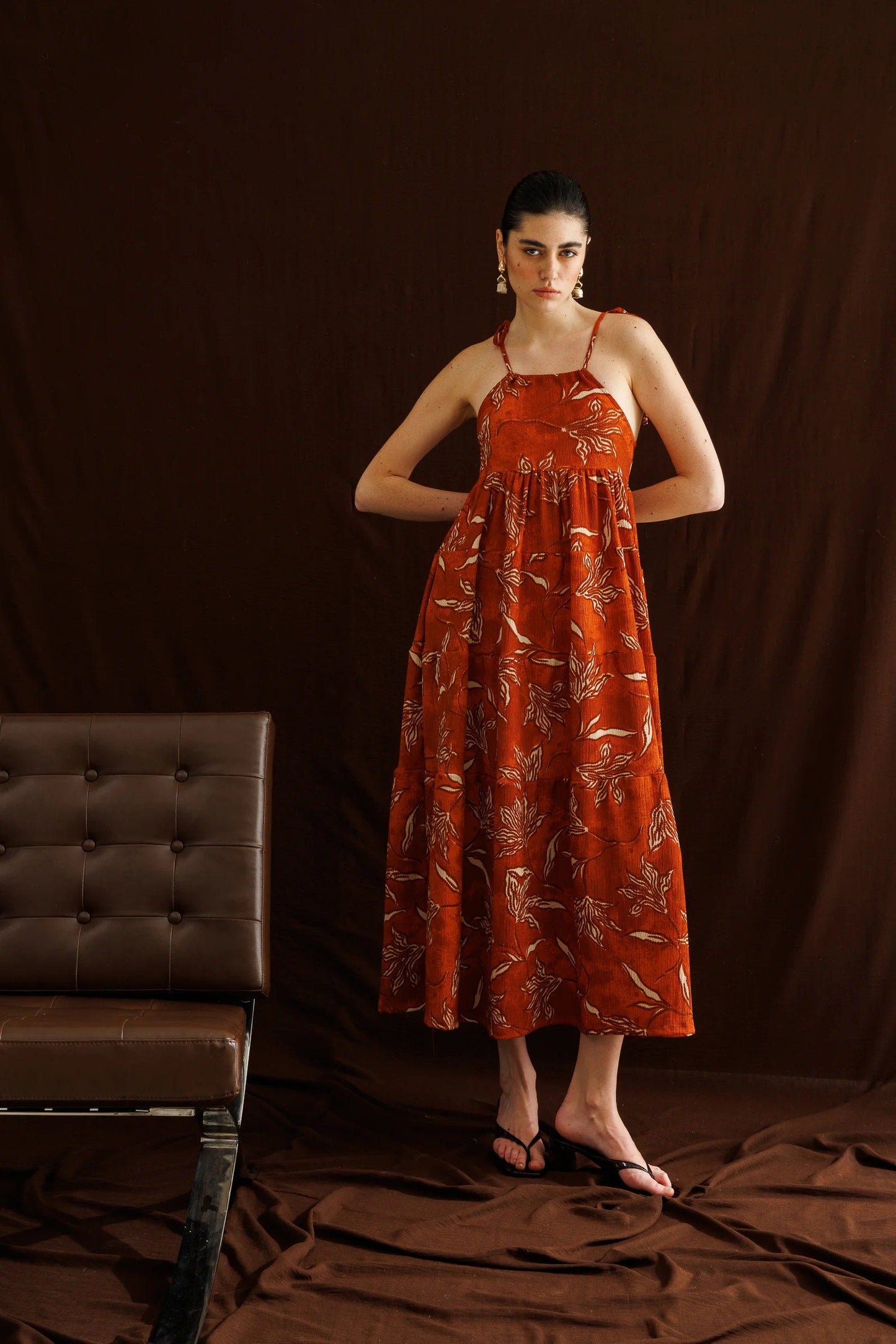 Muster Maxi Kleid mit Fluss