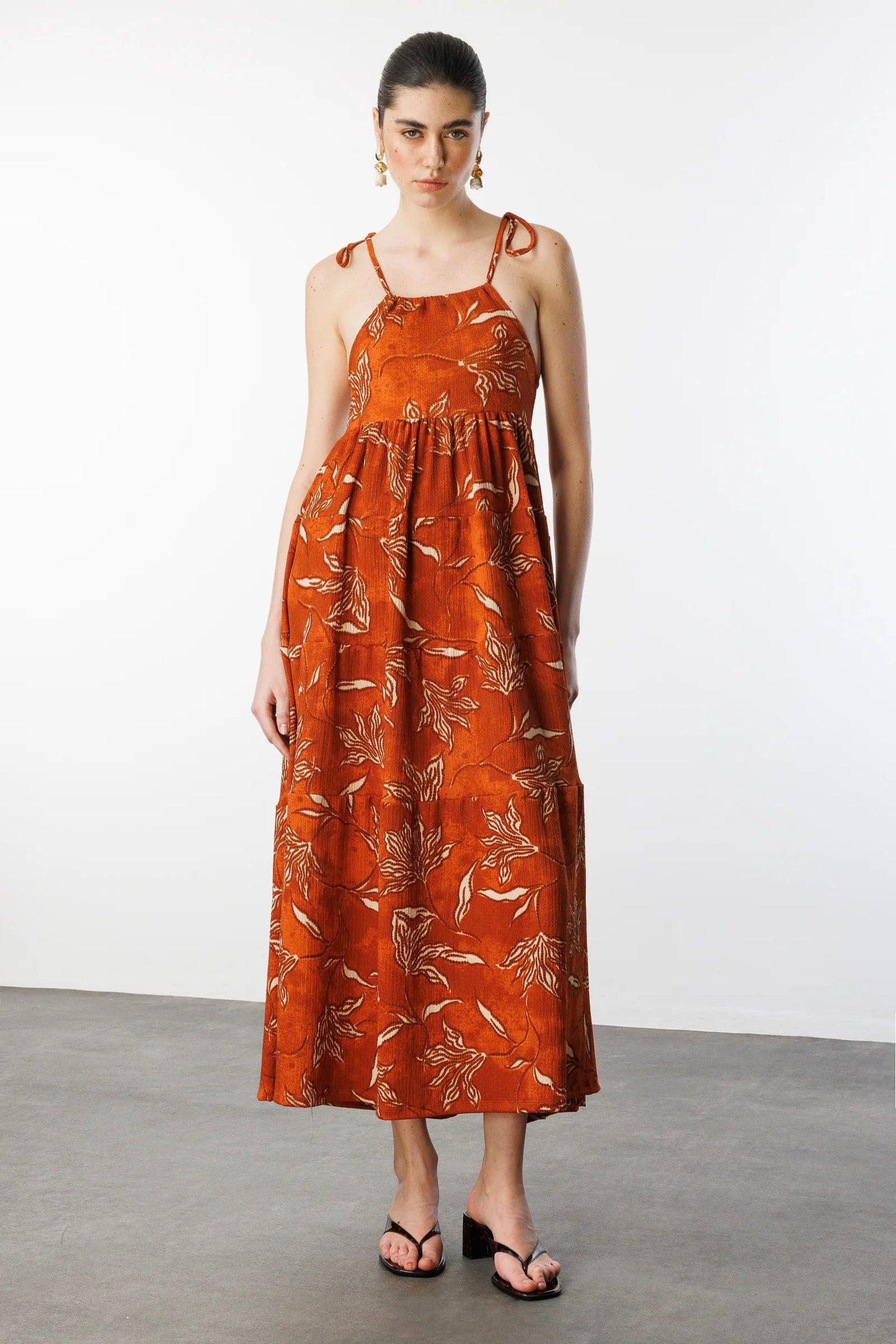 Muster Maxi Kleid mit Fluss
