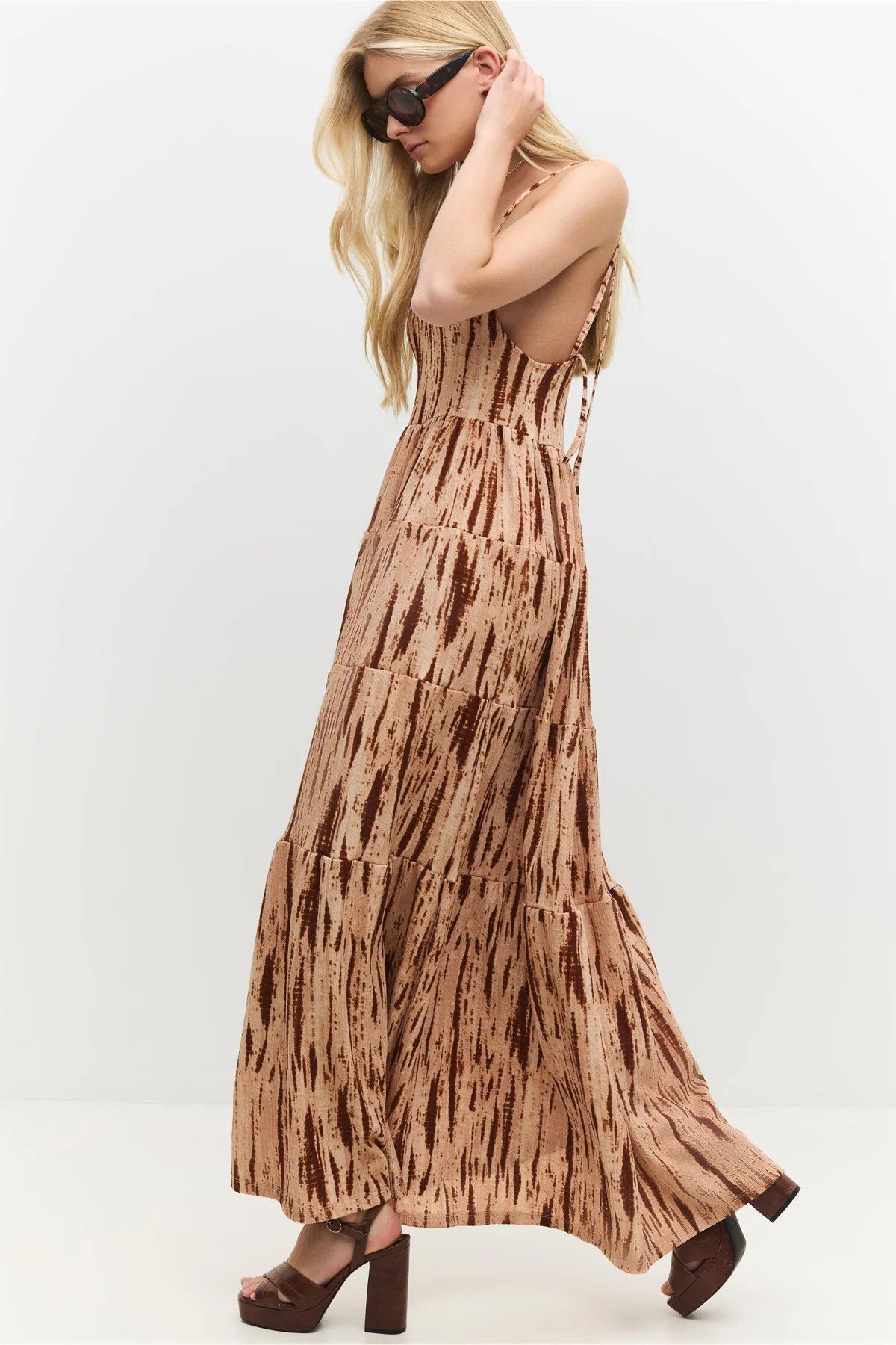 Muster Maxi Kleid mit Fluss