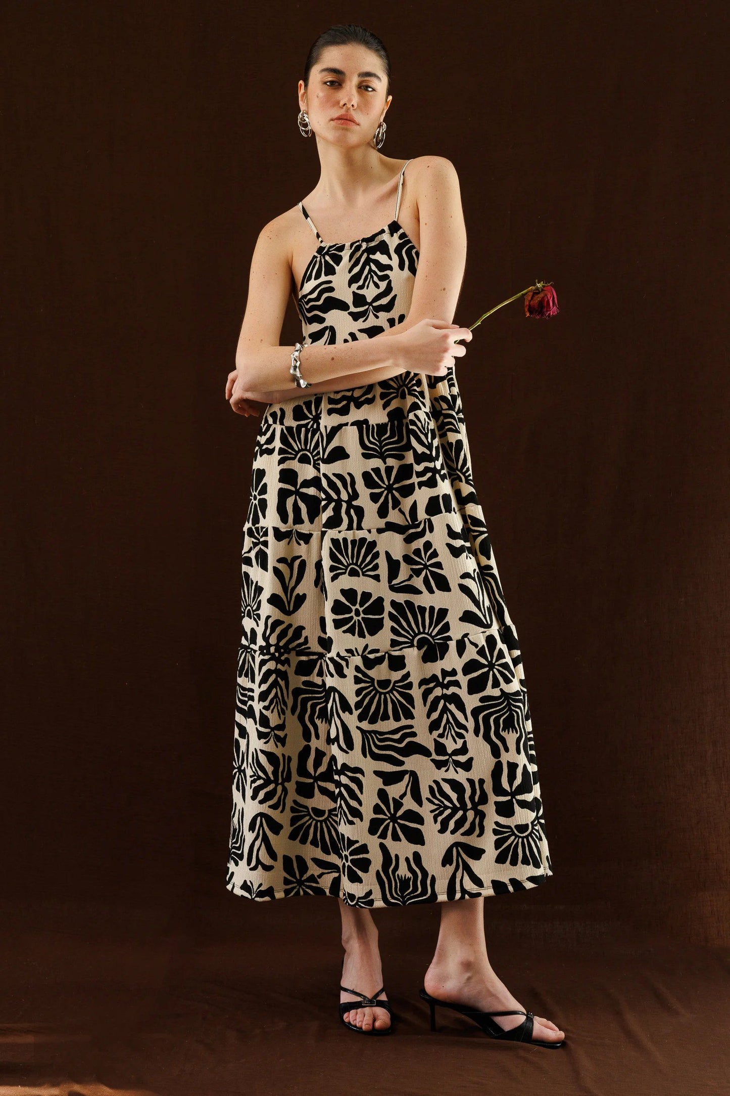 Muster Maxi Kleid mit Fluss
