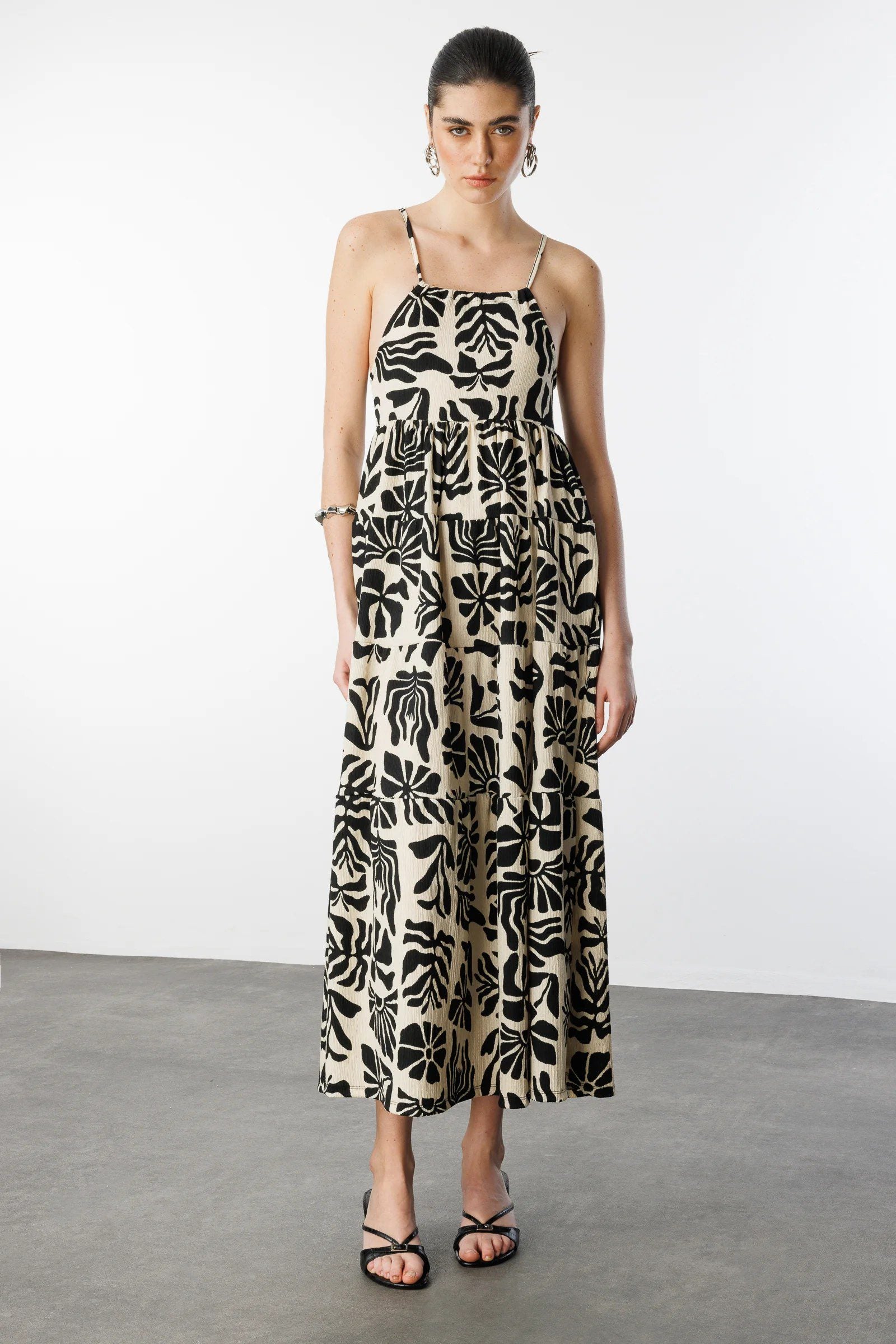 Muster Maxi Kleid mit Fluss