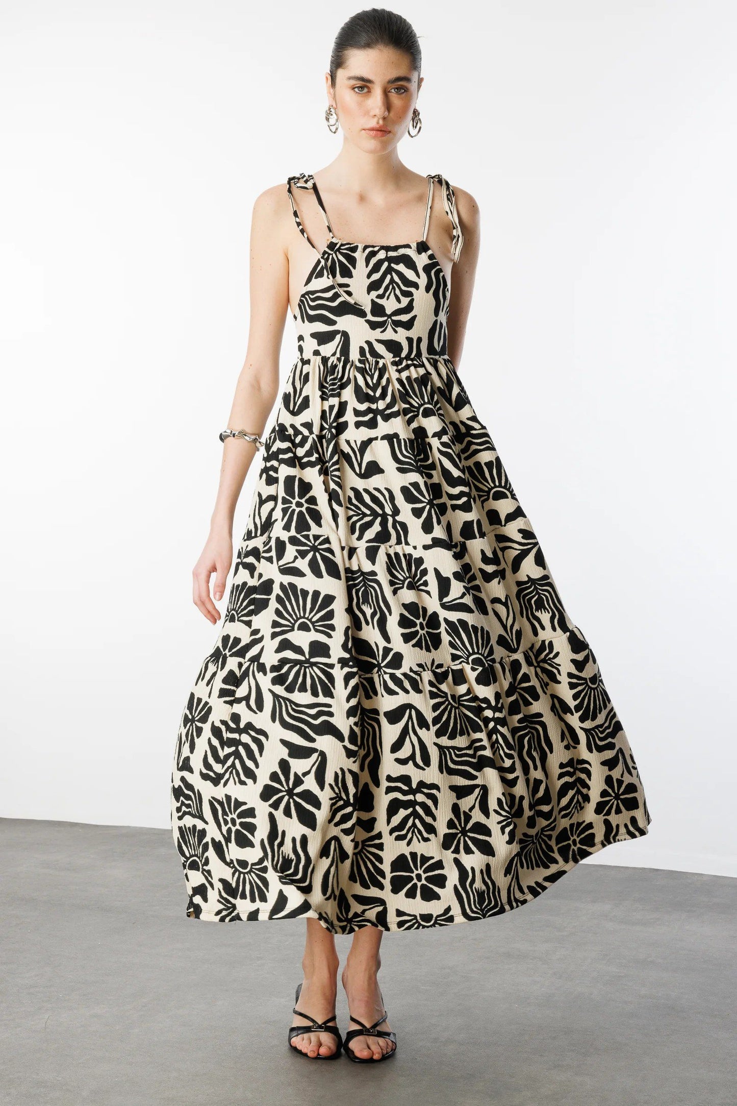 Muster Maxi Kleid mit Fluss
