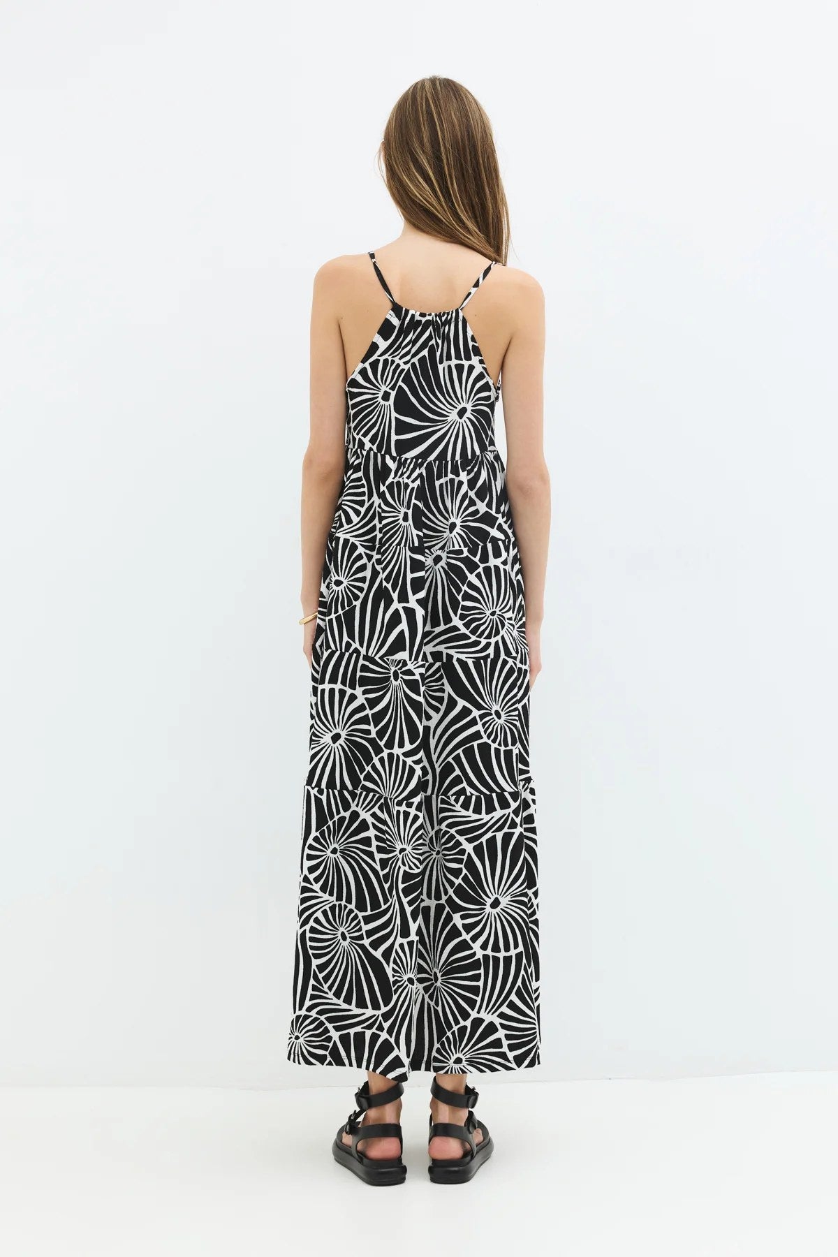 Muster Maxi Kleid mit Fluss