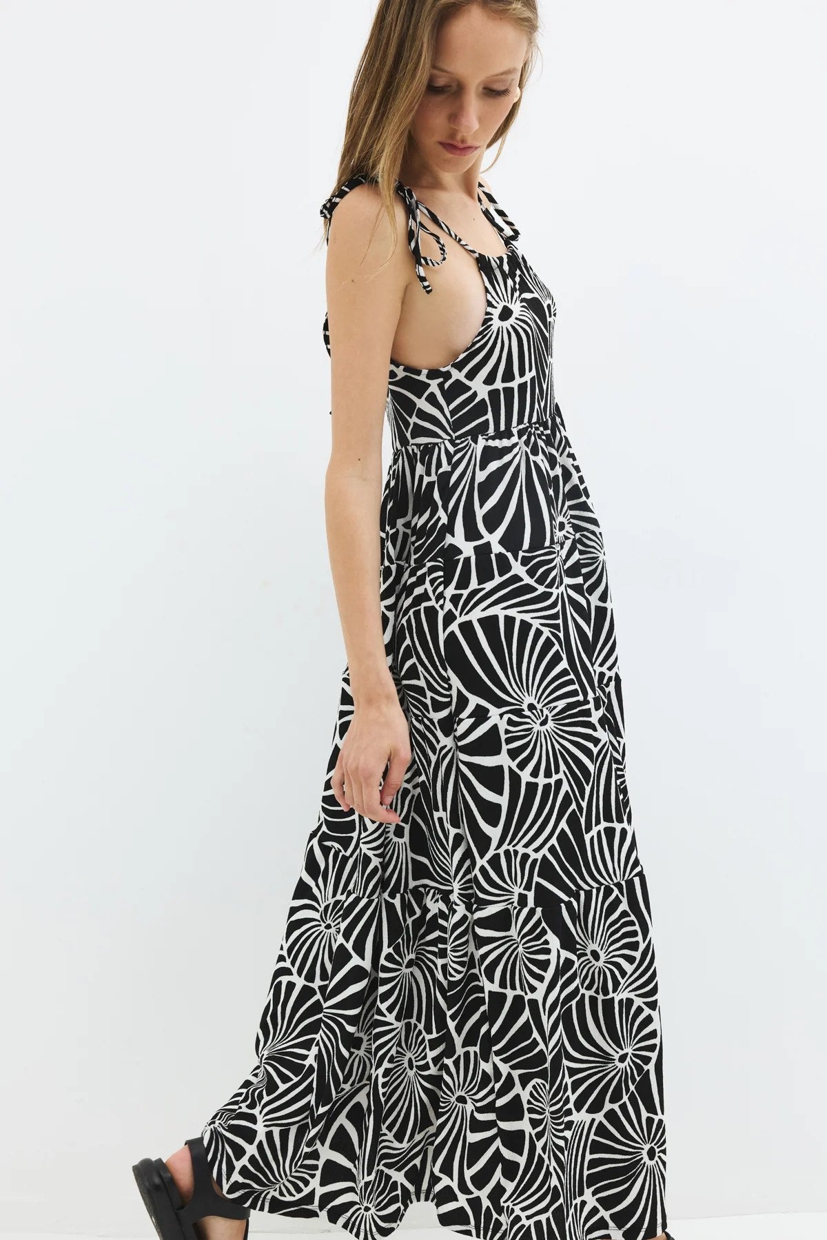 Muster Maxi Kleid mit Fluss