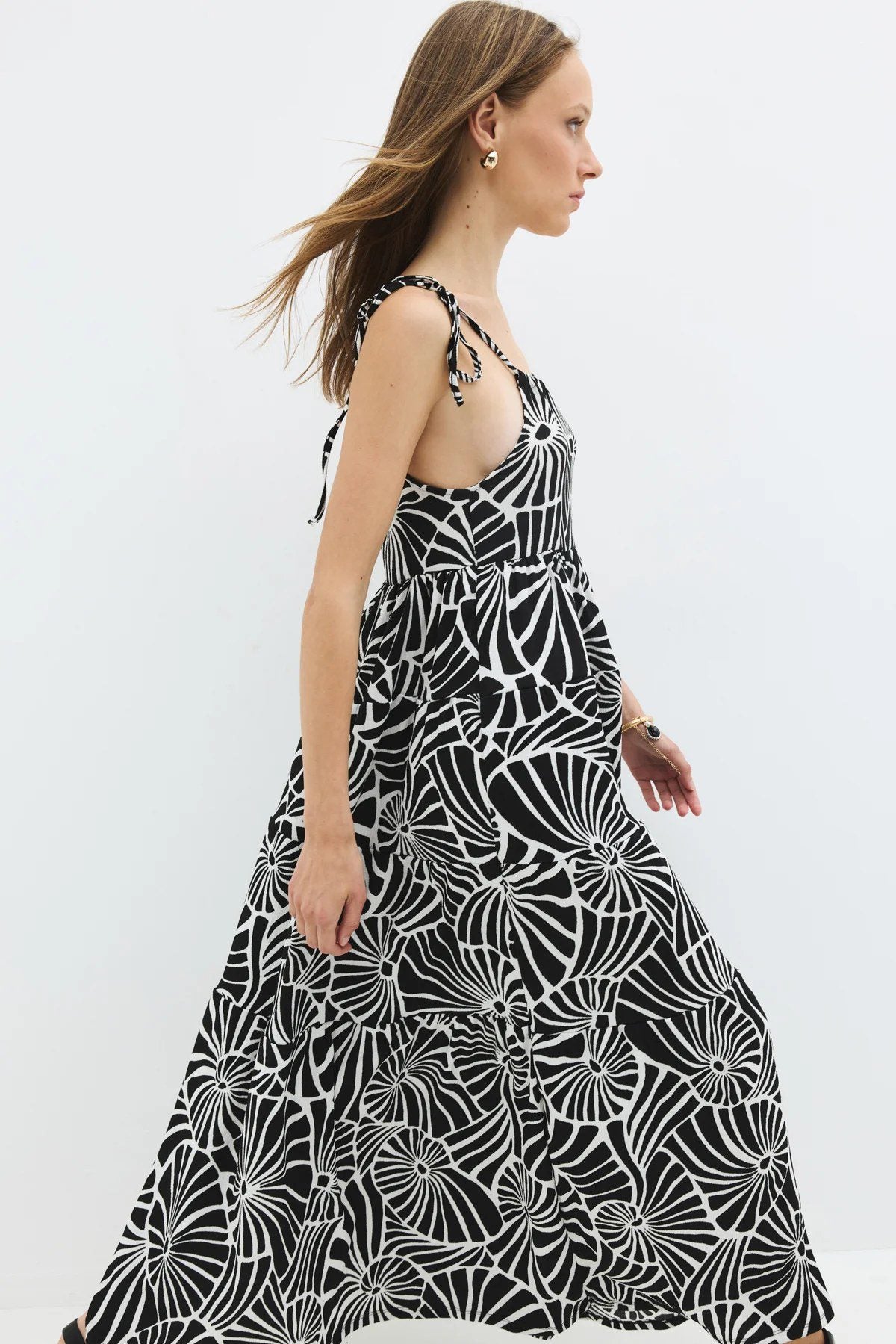 Muster Maxi Kleid mit Fluss