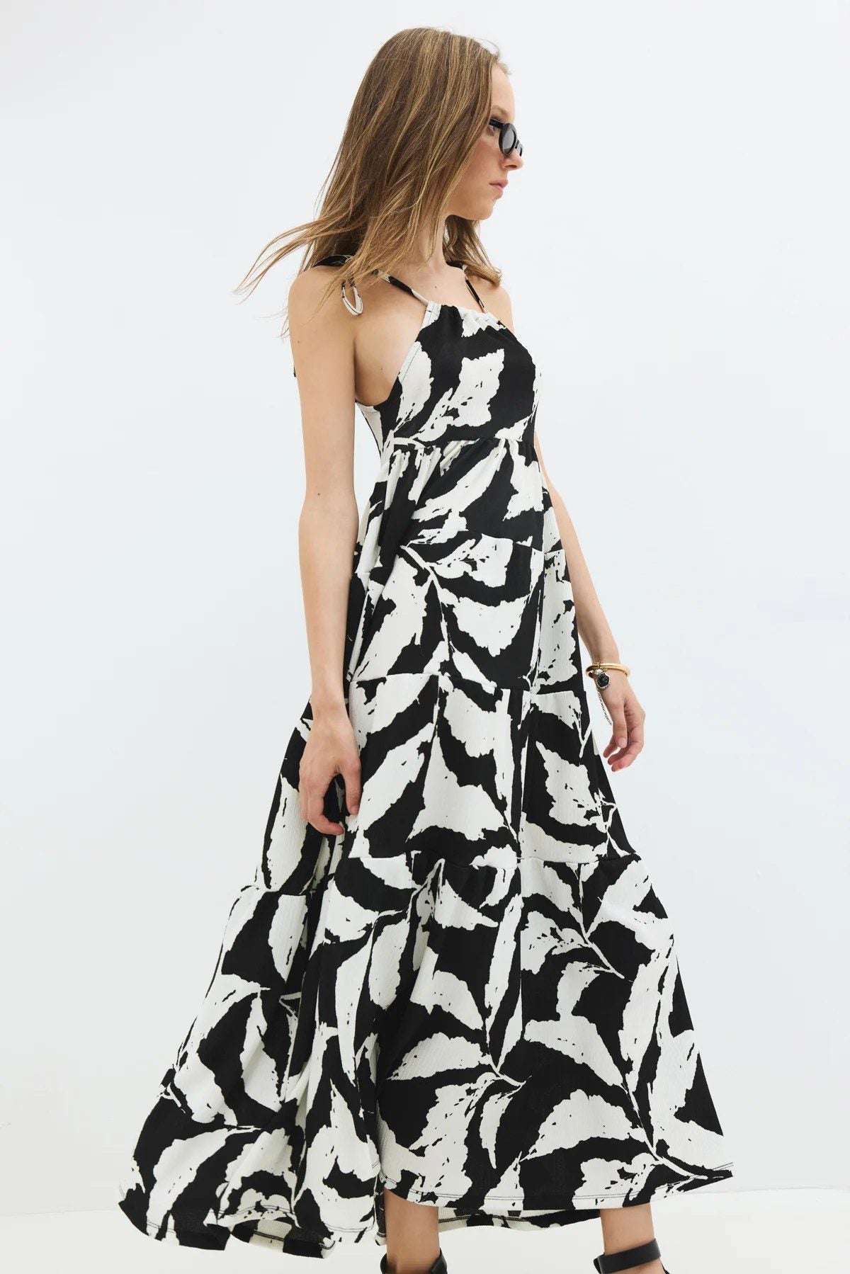 Muster Maxi Kleid mit Fluss