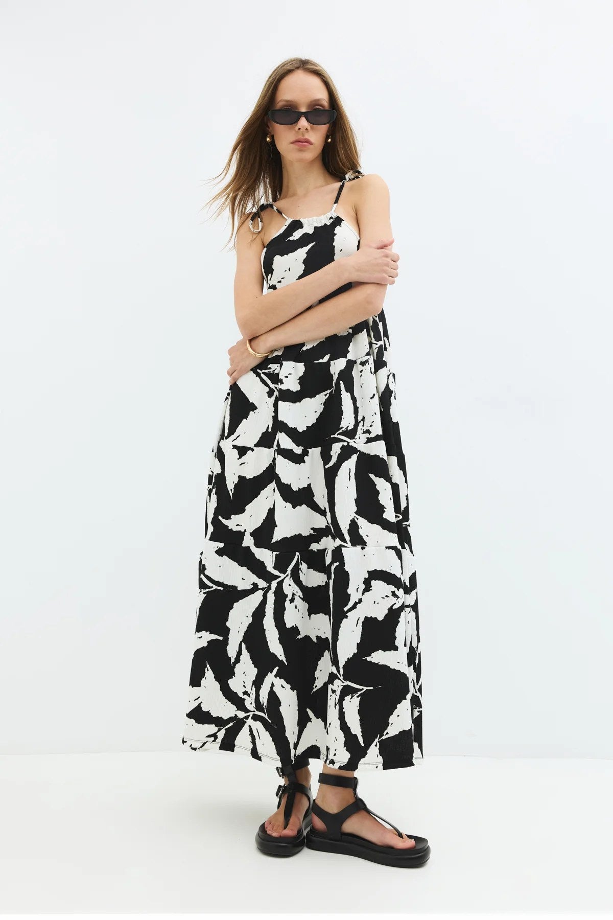 Muster Maxi Kleid mit Fluss