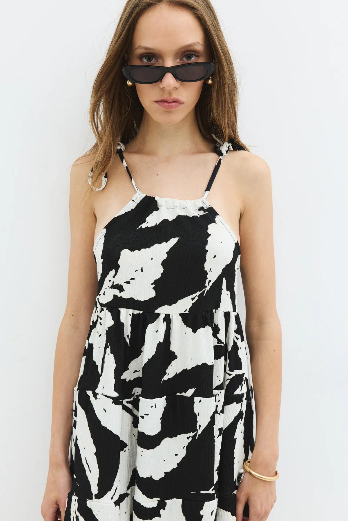 Muster Maxi Kleid mit Fluss