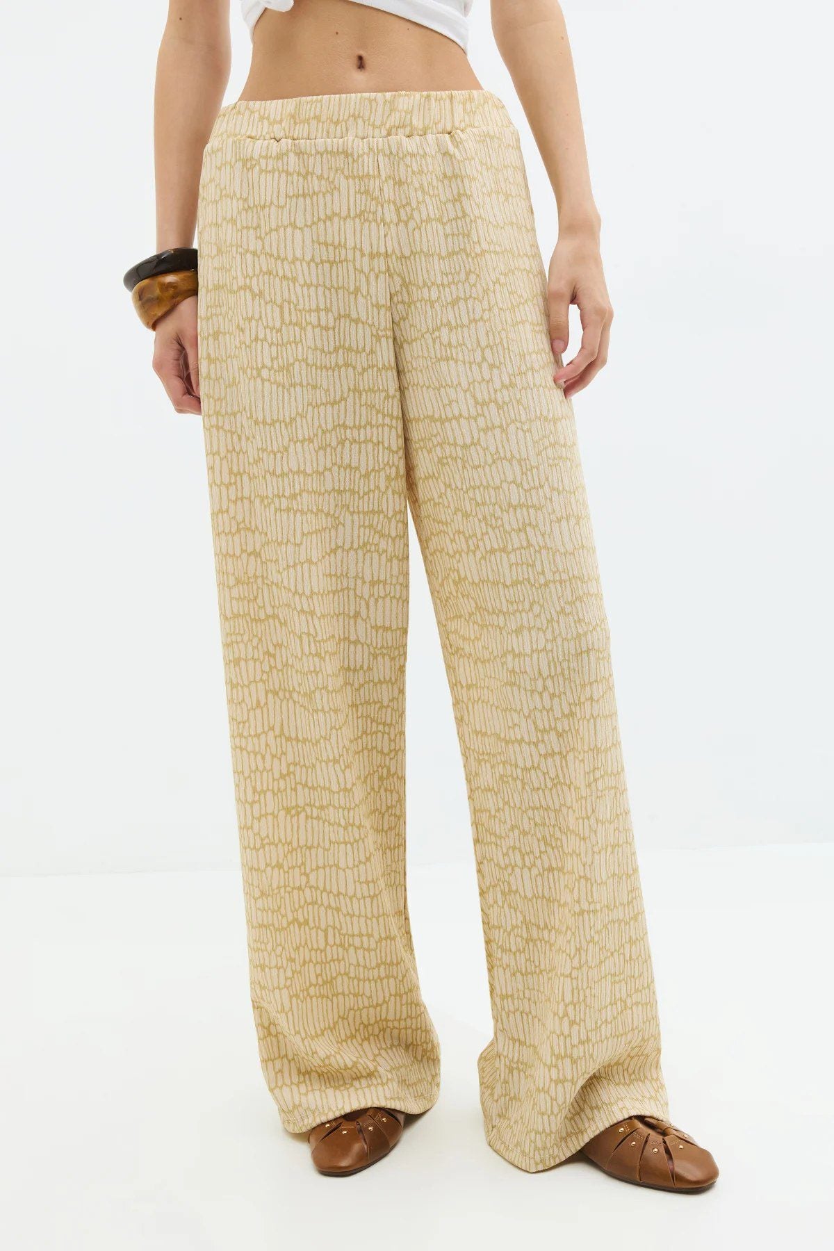 Gemusterte Weitbein-Hose