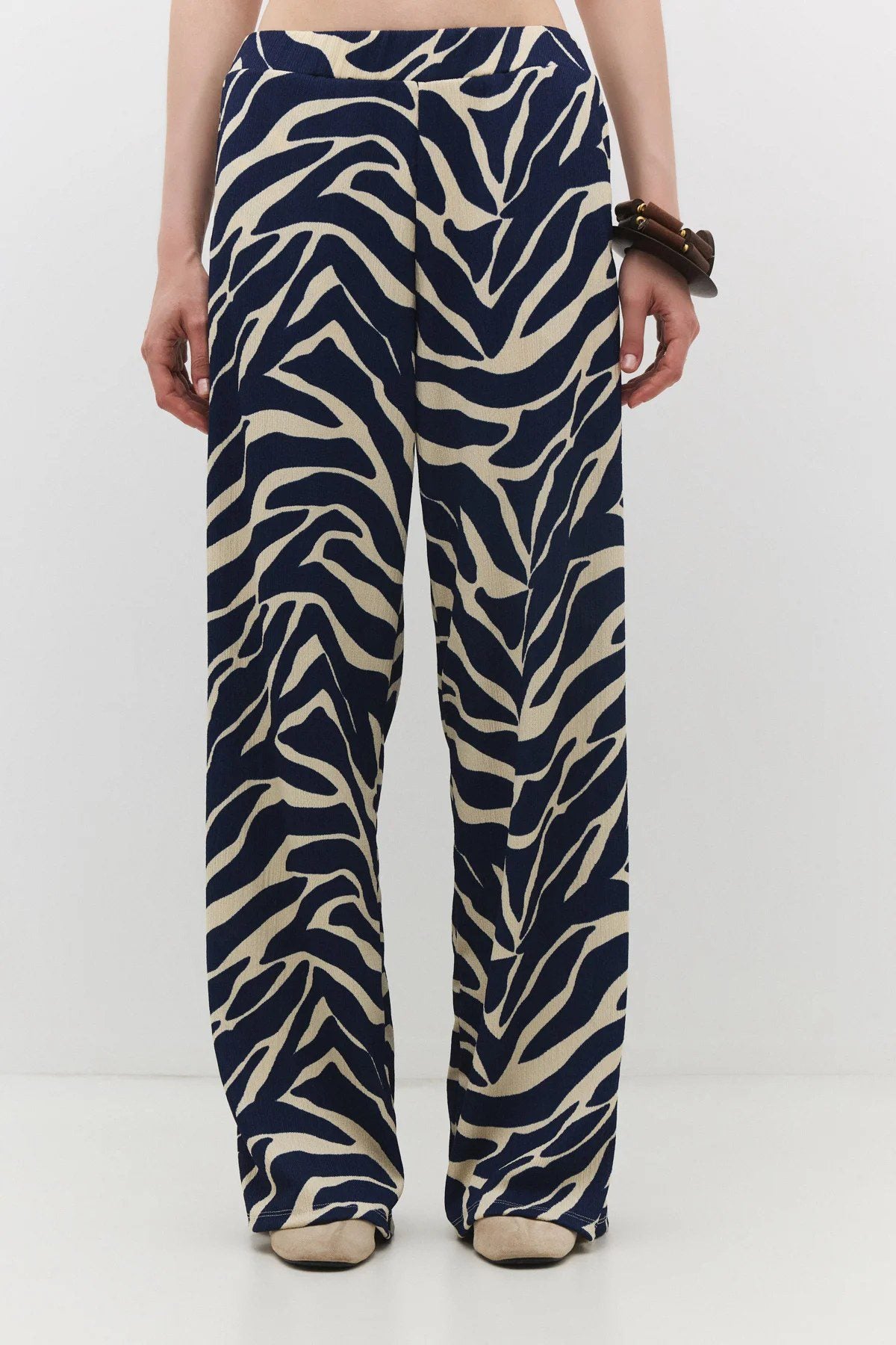 Gemusterte Weitbein-Hose