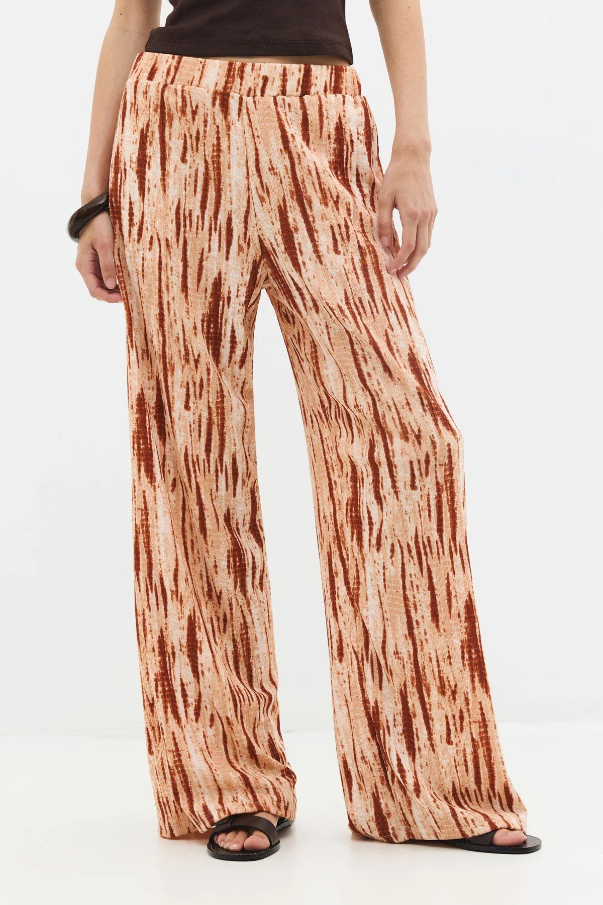 Gemusterte Weitbein-Hose