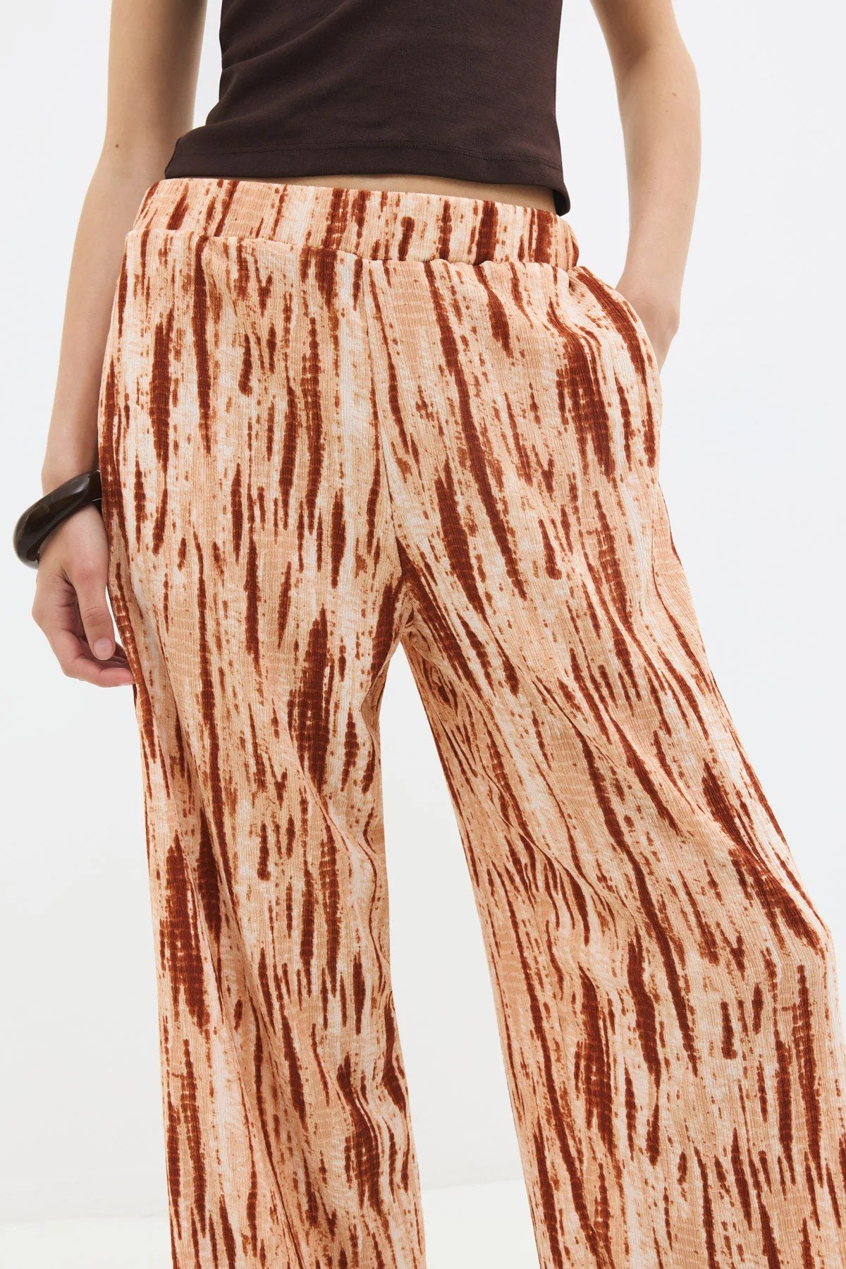 Gemusterte Weitbein-Hose