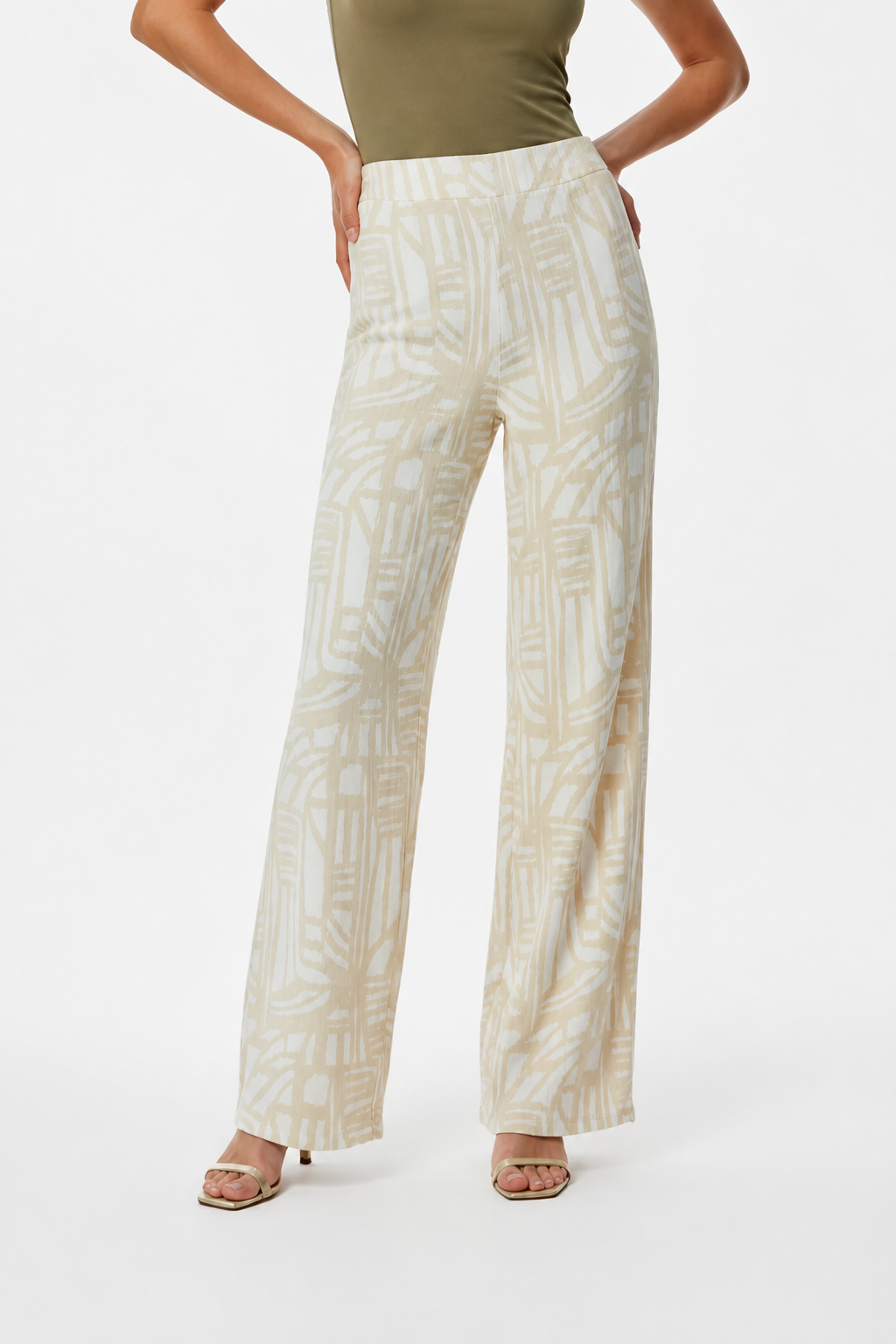 Gemusterte Weitbein-Hose