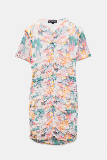 Gemustertes kurzes Tüllkleid