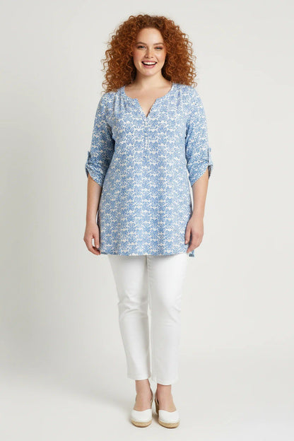 Musterbluse mit Knopfärmeln