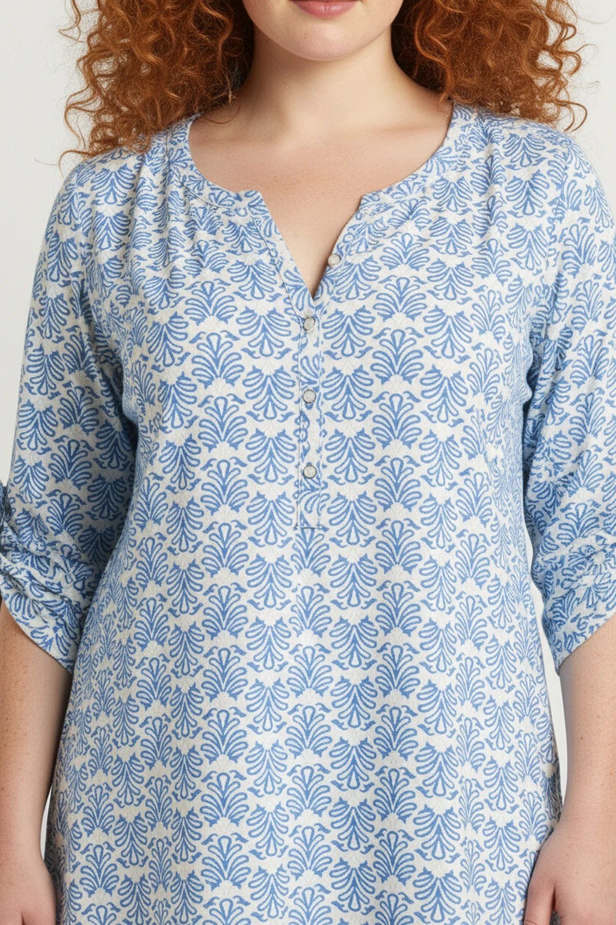 Musterbluse mit Knopfärmeln