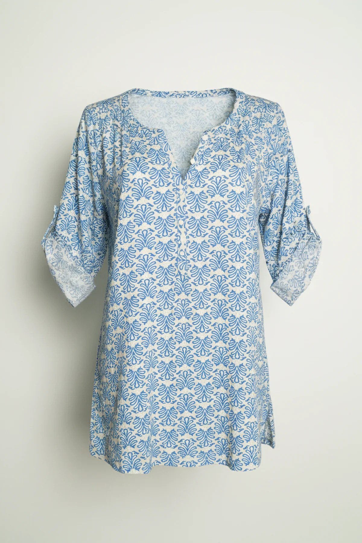 Musterbluse mit Knopfärmeln