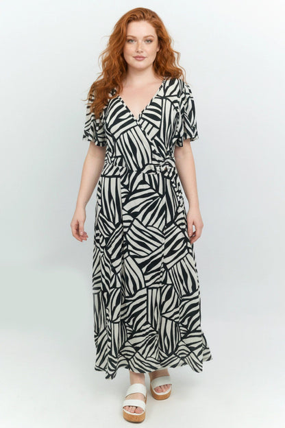 Muster Kleid mit Wickelkragen