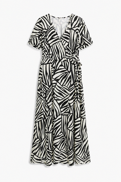Muster Kleid mit Wickelkragen