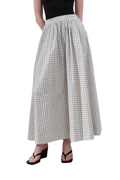 Gemusterter Popeline-Rock, ECRU