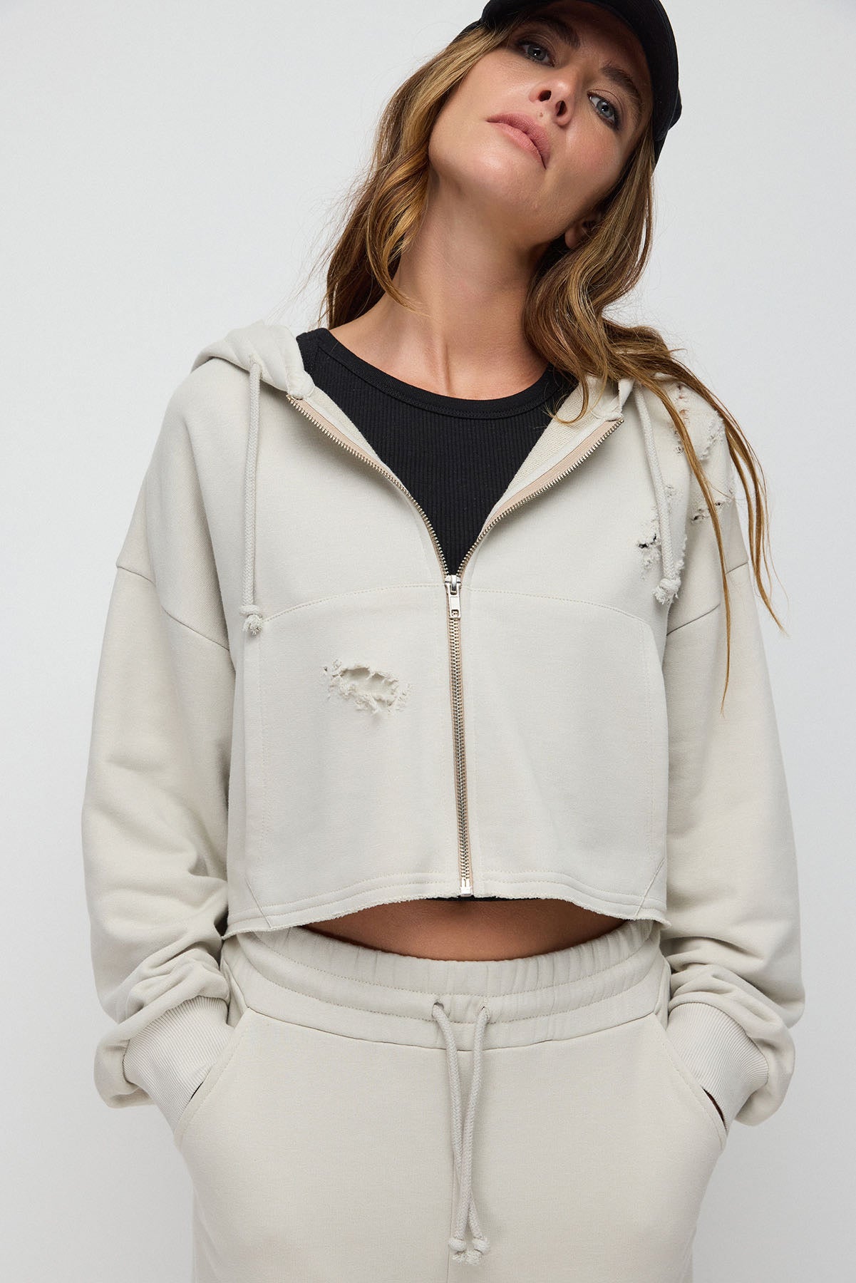 Kapuzen-Crop-Sweatshirt