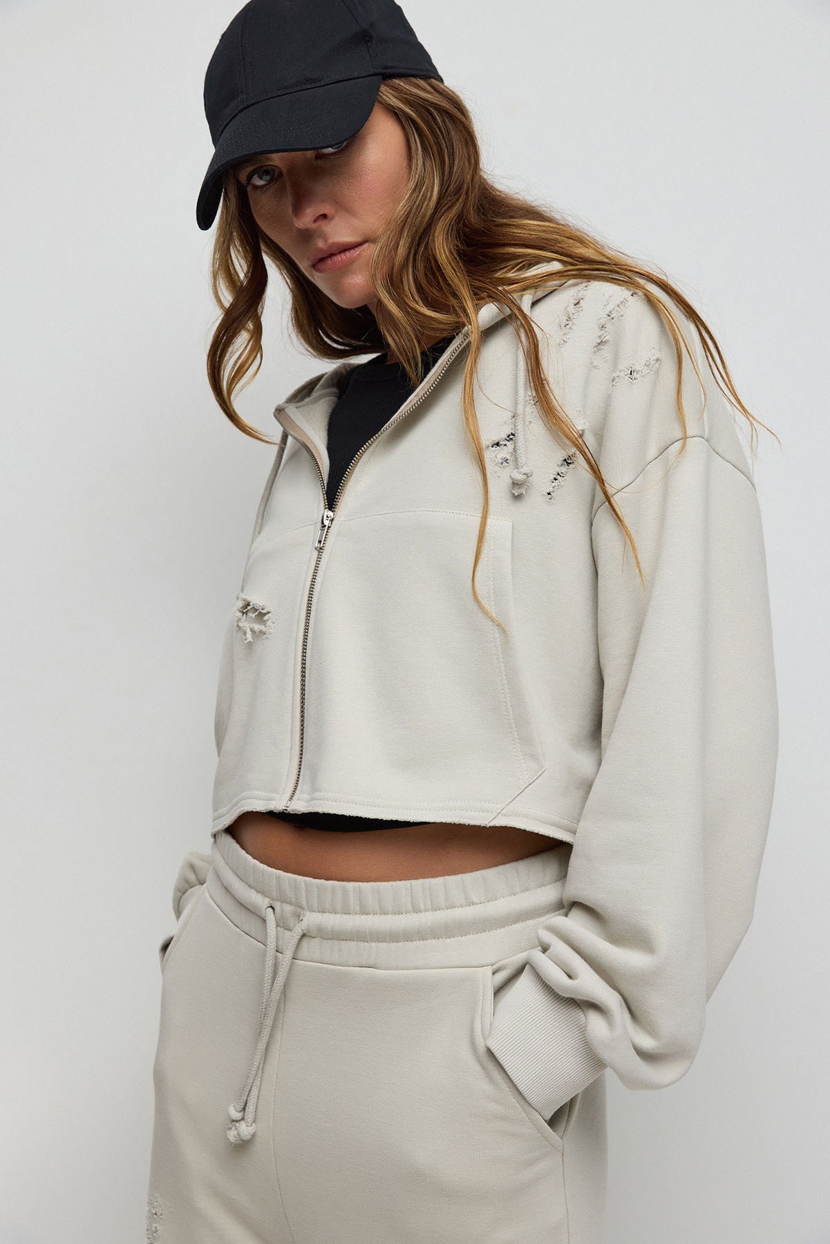 Kapuzen-Crop-Sweatshirt