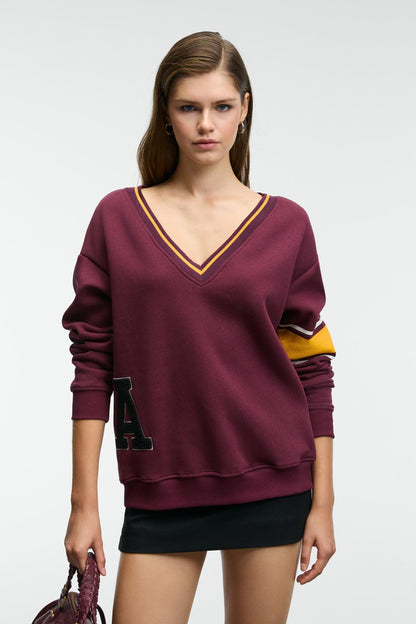 DIVINE Damen V-Ausschnitt Sweatshirt