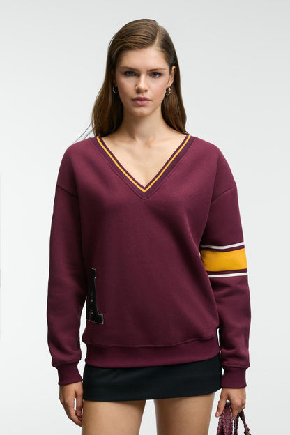 DIVINE Damen V-Ausschnitt Sweatshirt