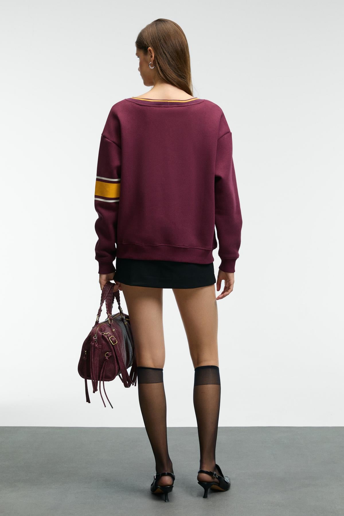 GRIMELANGE DIVINE Damen V-Ausschnitt Sweatshirt Bordeaux