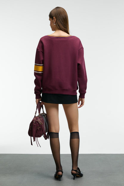 DIVINE Damen V-Ausschnitt Sweatshirt