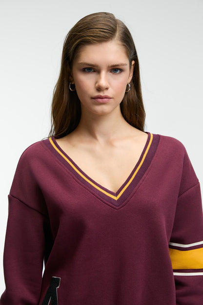 DIVINE Damen V-Ausschnitt Sweatshirt