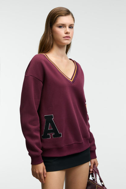 DIVINE Damen V-Ausschnitt Sweatshirt